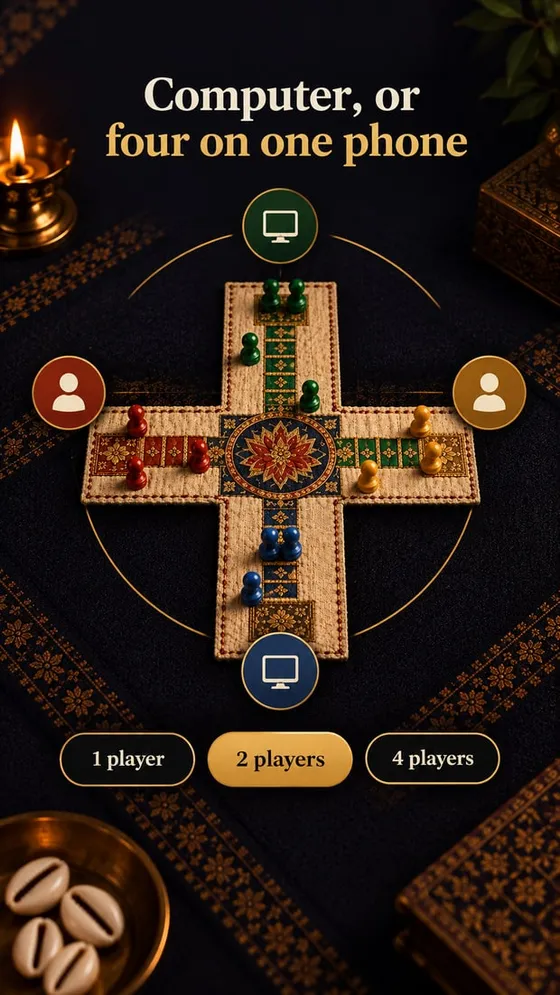 The board ringed by four seats, and a choice of one, two or four players.